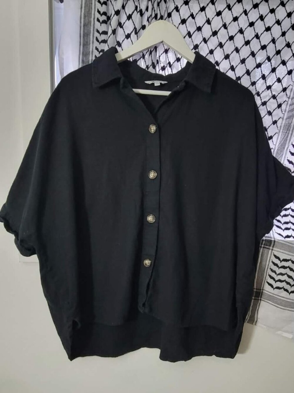 XXL Linen blend black button down shirt by Reitmans - plus size summer wear